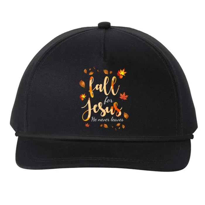 Fall For Jesus He Never Leaves Autumn Snapback Five-Panel Rope Hat