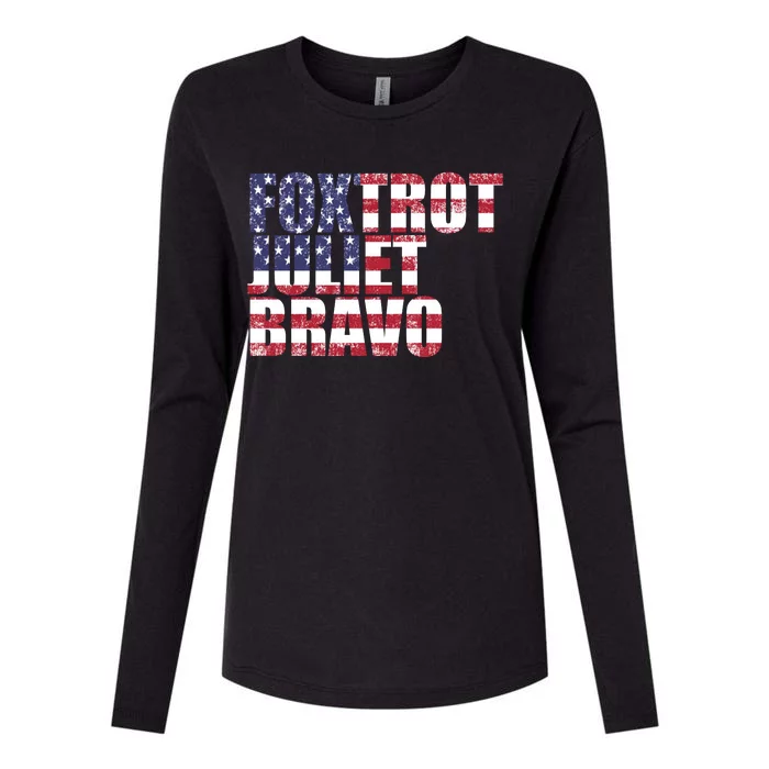 FJB Foxtrot Juliet Bravo USA Anti Biden Womens Cotton Relaxed Long Sleeve T-Shirt