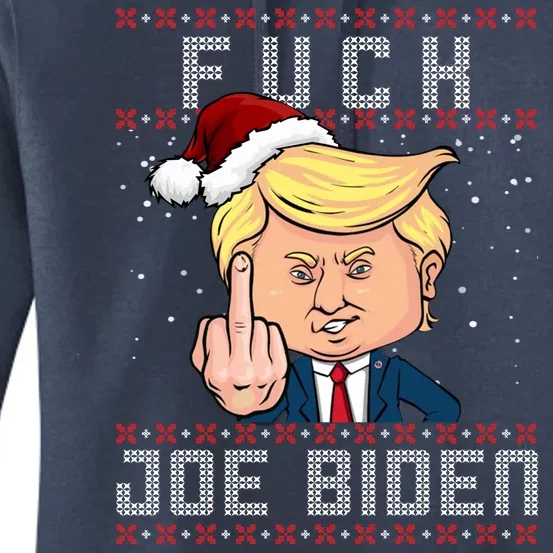 FJB F Joe Biden Trump Middle Finger Ugly Christmas Women's Pullover Hoodie