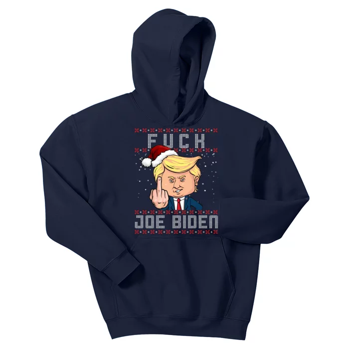 FJB F Joe Biden Trump Middle Finger Ugly Christmas Kids Hoodie