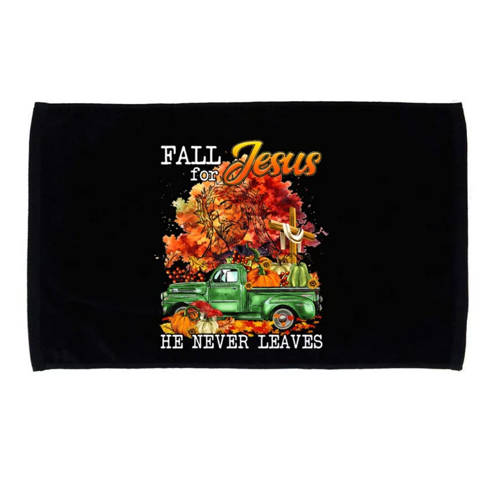 Fall For Jesus He Never Leaves Autumn Christian Cross Faith Microfiber Hand Towel