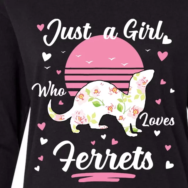 Ferret Ferret Just A Girl Who Loves Ferrets Womens Cotton Relaxed Long Sleeve T-Shirt