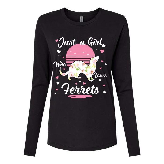 Ferret Ferret Just A Girl Who Loves Ferrets Womens Cotton Relaxed Long Sleeve T-Shirt