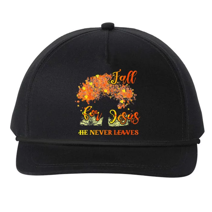 Fall For Jesus He Never Leaves Autumn Tree Thanksgiving Snapback Five-Panel Rope Hat