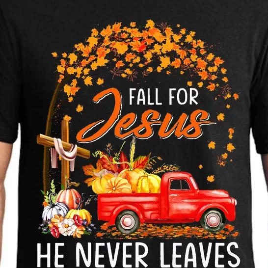 Fall For Jesus He Never Leaves Thanksgiving Party Pajama Set