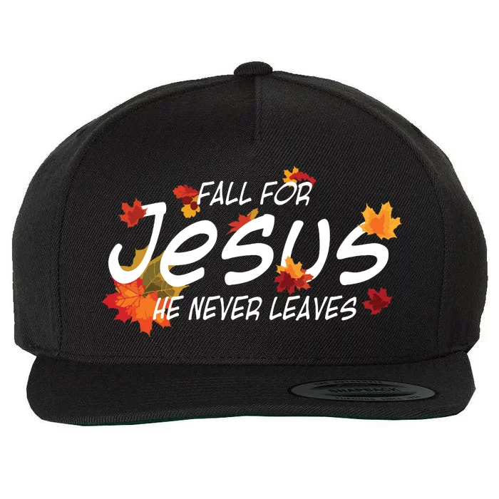 Fall For Jesus He Never Leaves Christian Halloween Wool Snapback Cap