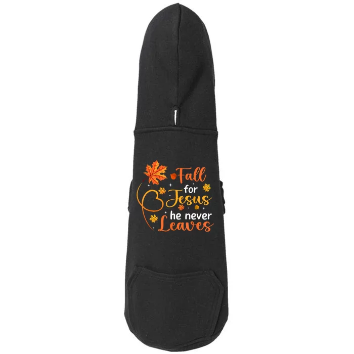 Fall For Jesus He Never Leaves Leaves Autumn Christian Women Doggie 3-End Fleece Hoodie