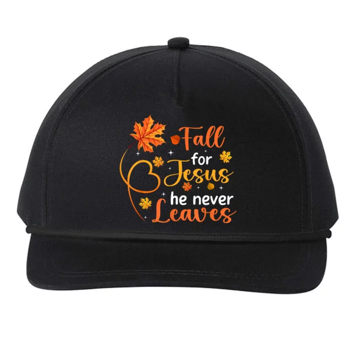 Fall For Jesus He Never Leaves Leaves Autumn Christian Women Snapback Five-Panel Rope Hat