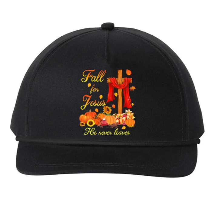 Fall For Jesus He Never Leaves Christian Cross Thanksgiving Snapback Five-Panel Rope Hat