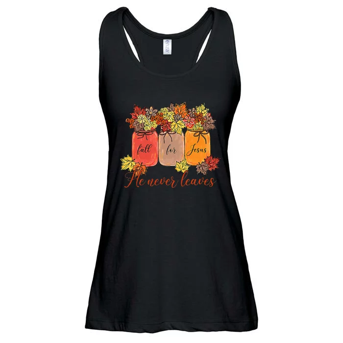 Fall For Jesus He Never Leaves Christian Lover Thanksgiving Ladies Essential Flowy Tank