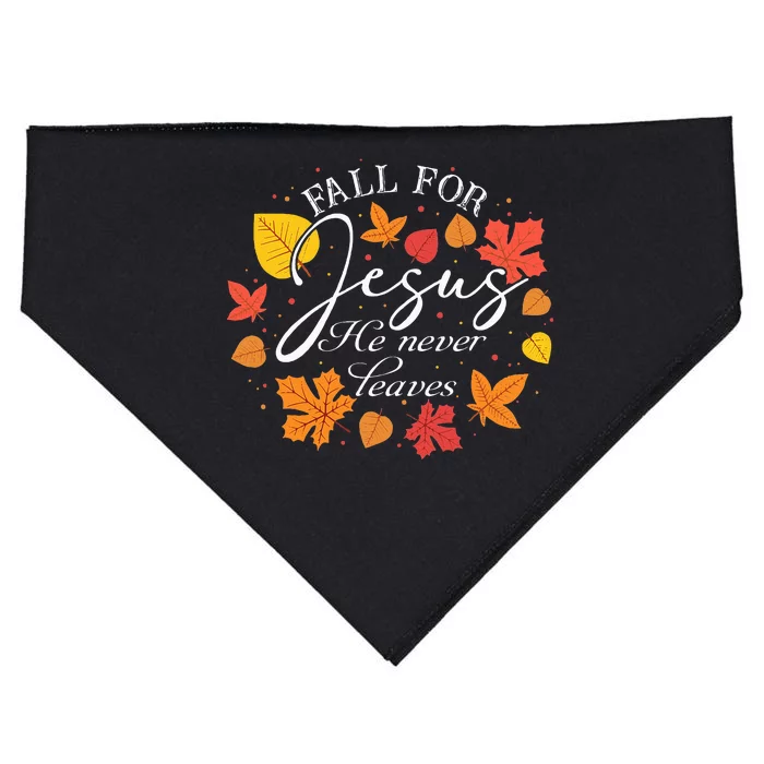 Fall For Jesus He Never Leaves Christian Autumn Thanksgiving USA-Made Doggie Bandana