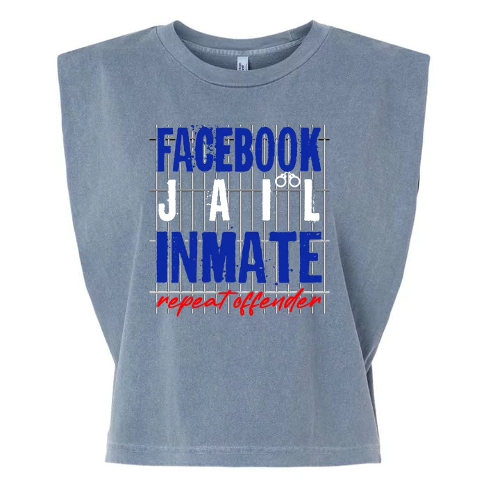 Funny Facebook Jail Inmate Repeat Offender Garment-Dyed Women's Muscle Tee