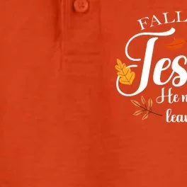 Fall For Jesus He Never Leaves Christianity Dry Zone Grid Performance Polo