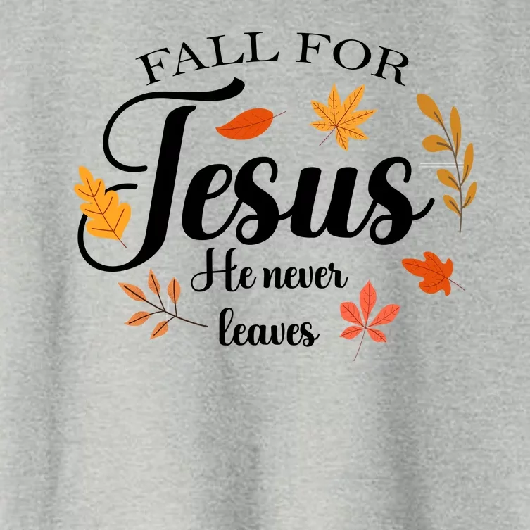 Fall For Jesus He Never Leaves Christianity Women's Crop Top Tee