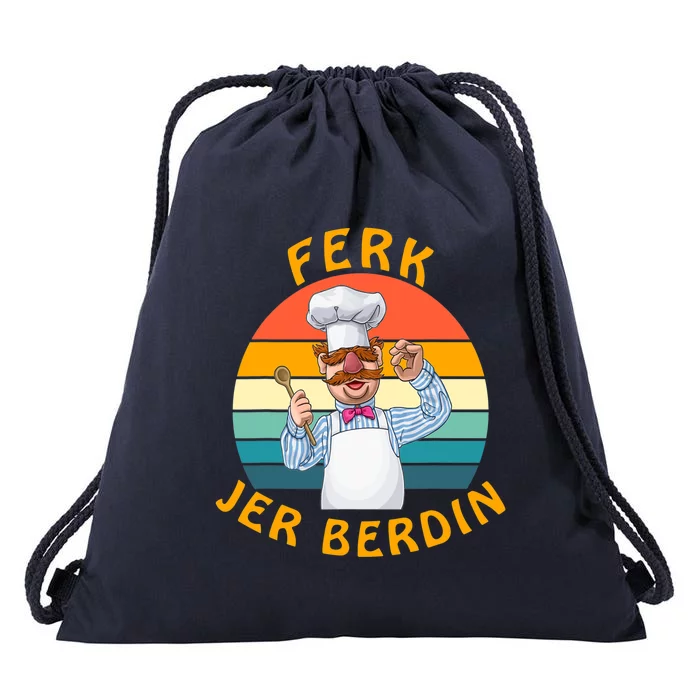 Funny Ferk Jer Berdin Swedish Chef Vintage Drawstring Bag