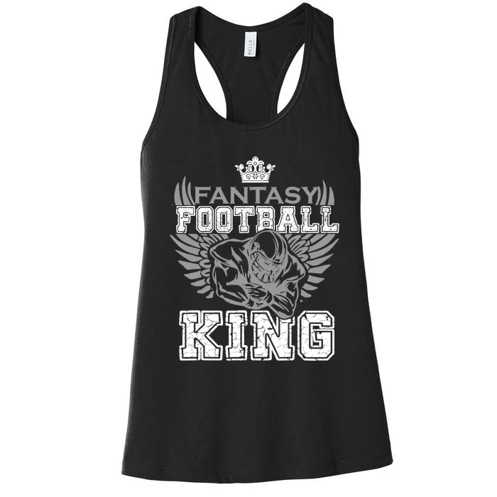 Fantasy Football King Funny Draft Day Champion Party Sports Women's Racerback Tank