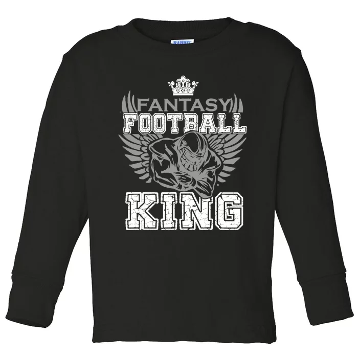 Fantasy Football King Funny Draft Day Champion Party Sports Toddler Long Sleeve Shirt