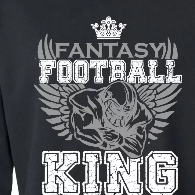 Fantasy Football King Funny Draft Day Champion Party Sports Cropped Pullover Crew