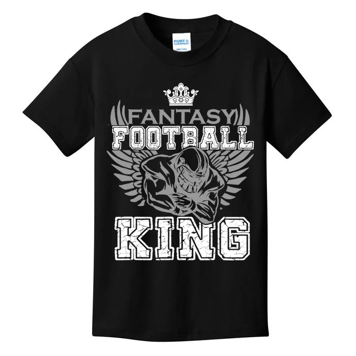 Fantasy Football King Funny Draft Day Champion Party Sports Kids T-Shirt