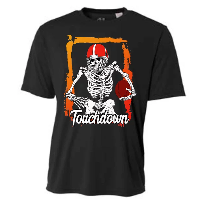 Football For Kids Halloween Skeleton Cooling Performance Crew T-Shirt