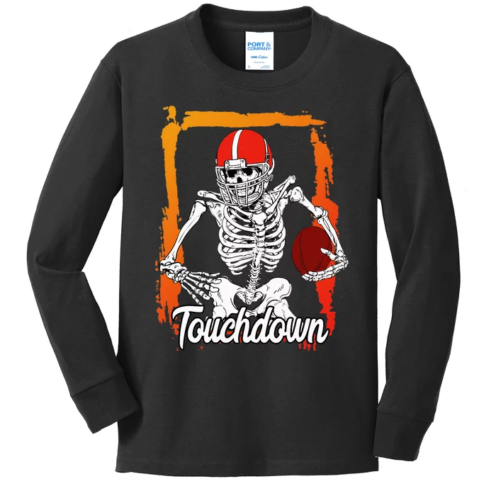 Football For Kids Halloween Skeleton Kids Long Sleeve Shirt