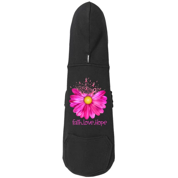 Floral Faith Love Hope Breast Cancer Awareness Doggie 3-End Fleece Hoodie