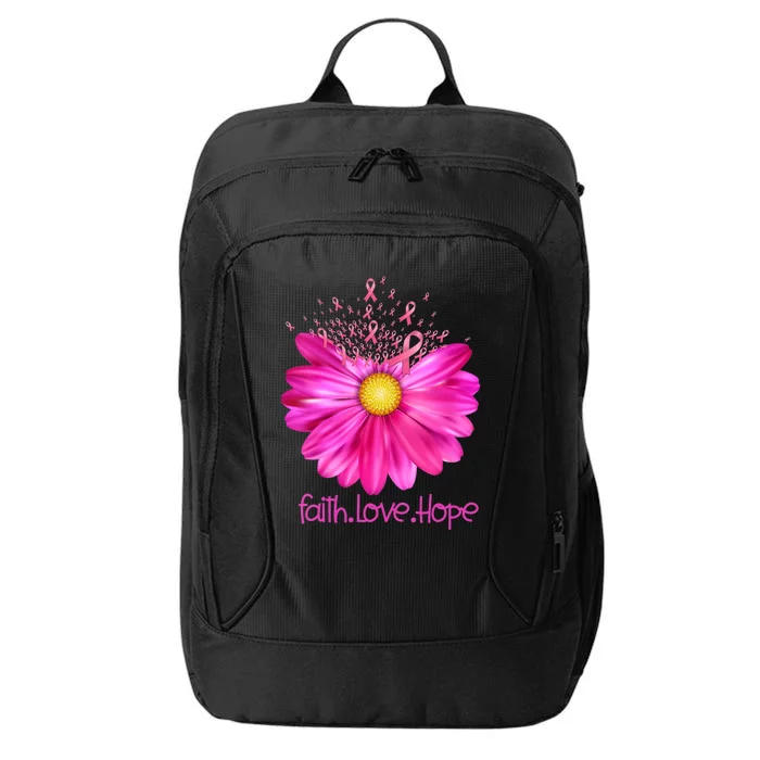 Floral Faith Love Hope Breast Cancer Awareness City Backpack