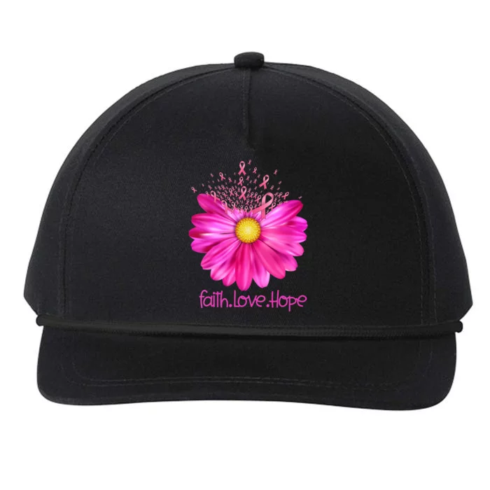 Floral Faith Love Hope Breast Cancer Awareness Snapback Five-Panel Rope Hat