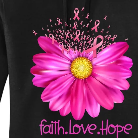 Floral Faith Love Hope Breast Cancer Awareness Women's Pullover Hoodie