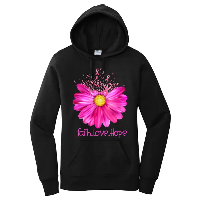 Floral Faith Love Hope Breast Cancer Awareness Women's Pullover Hoodie