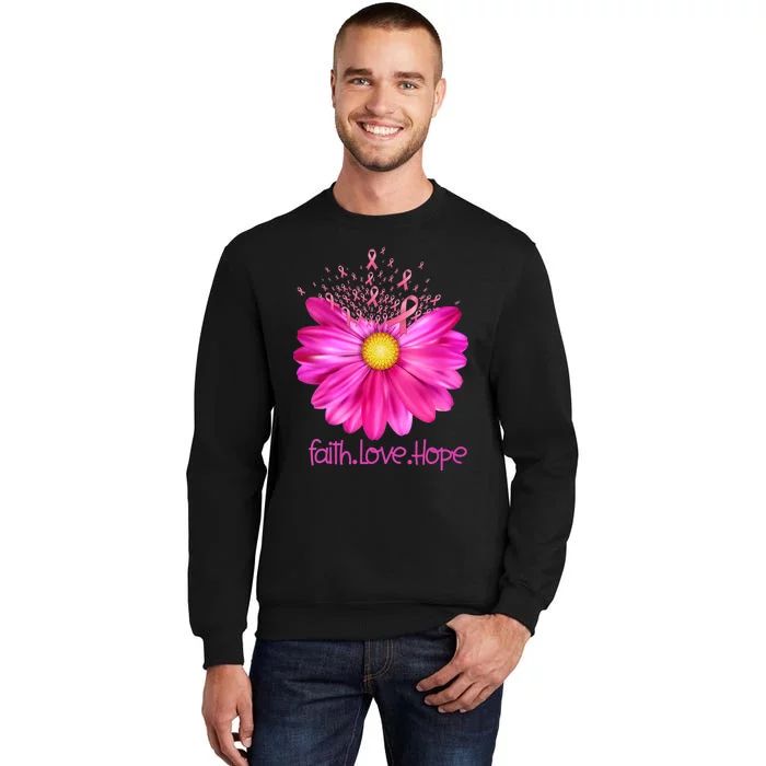 Floral Faith Love Hope Breast Cancer Awareness Tall Sweatshirt