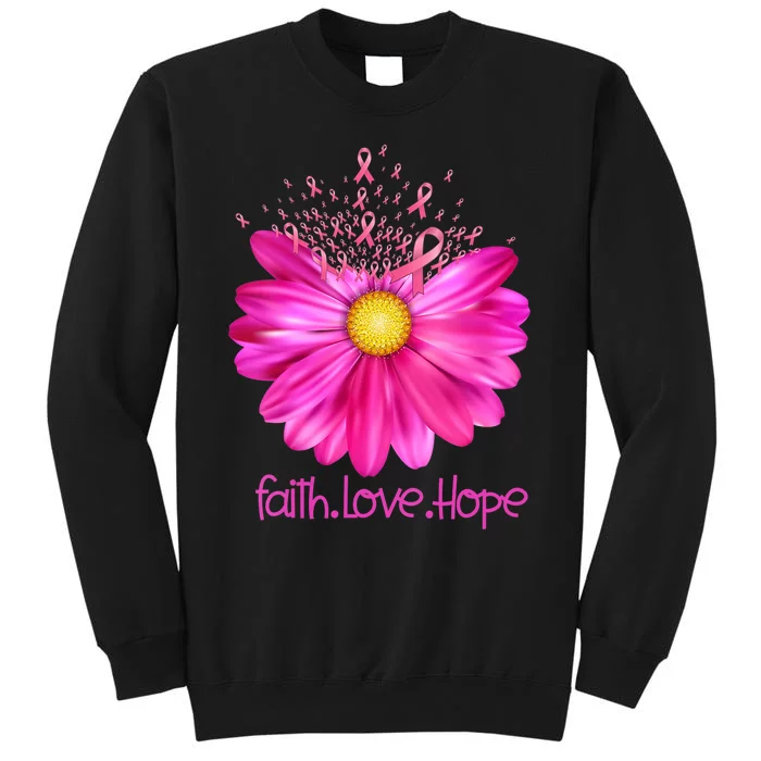 Floral Faith Love Hope Breast Cancer Awareness Tall Sweatshirt