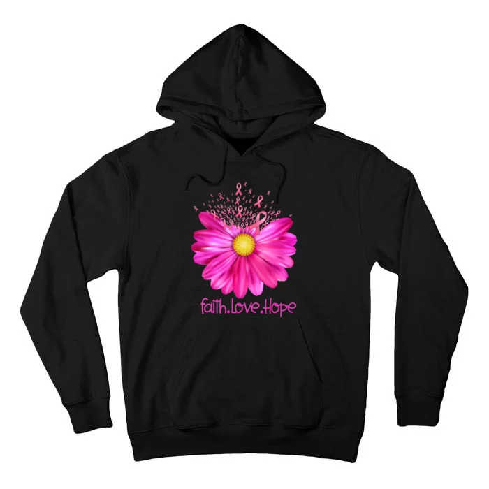 Floral Faith Love Hope Breast Cancer Awareness Tall Hoodie