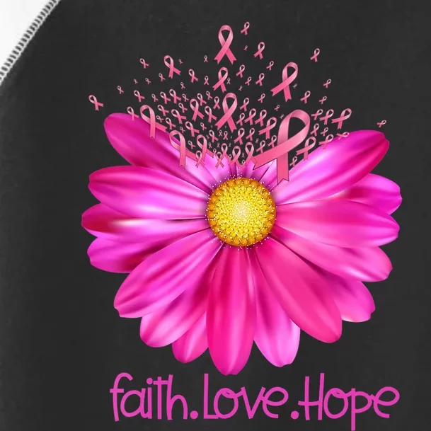 Floral Faith Love Hope Breast Cancer Awareness Toddler Fine Jersey T-Shirt