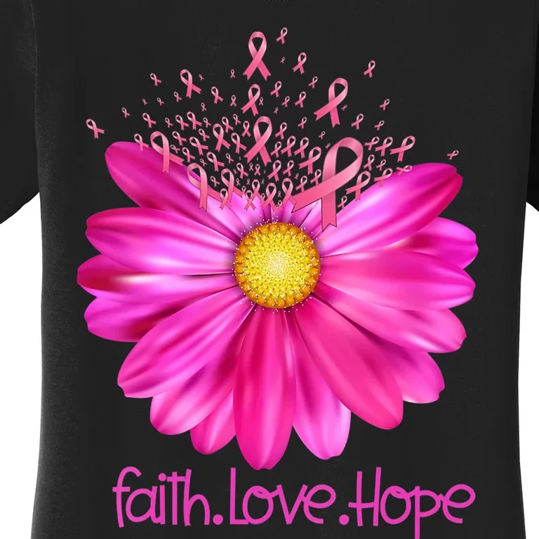 Floral Faith Love Hope Breast Cancer Awareness Women's T-Shirt