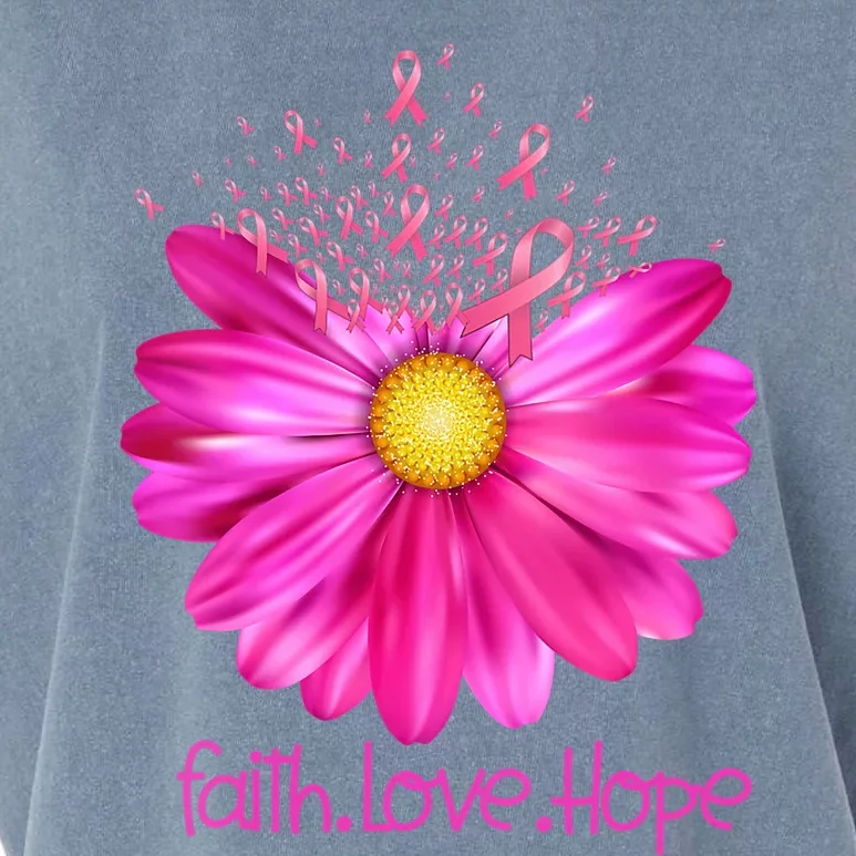 Floral Faith Love Hope Breast Cancer Awareness Garment-Dyed Women's Muscle Tee