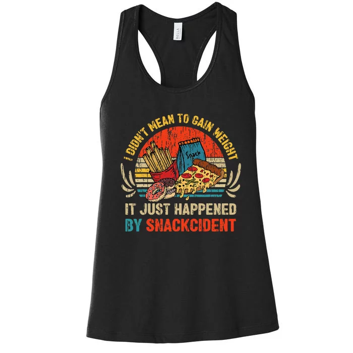 Funny Food Lover I DidnT Mean To Gain Weight Retro Sunset Women's Racerback Tank