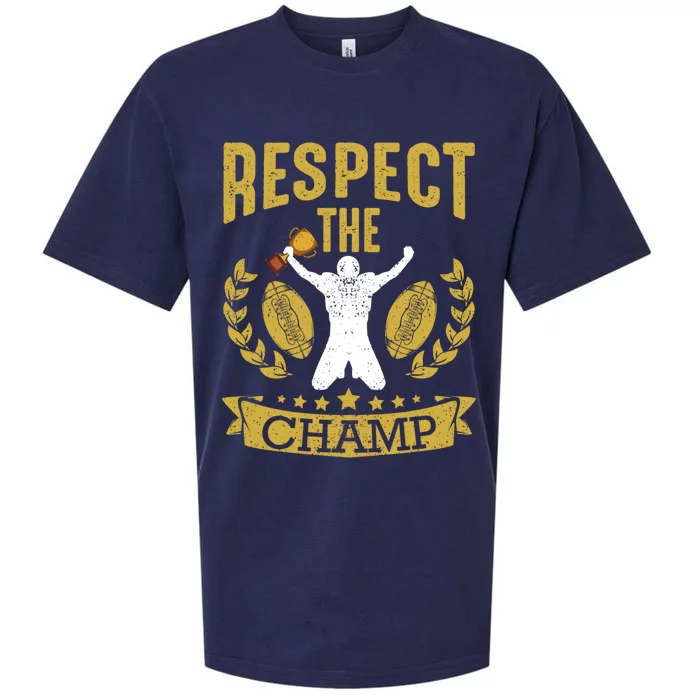 Fantasy Football League Champion Respect The Champ Trophy Gift Sueded Cloud Jersey T-Shirt