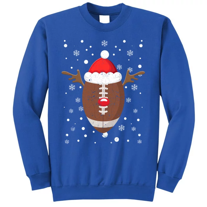 Football Fan Lover Reindeer Antlers Christmas Funny Xmas Elk Gift Tall Sweatshirt