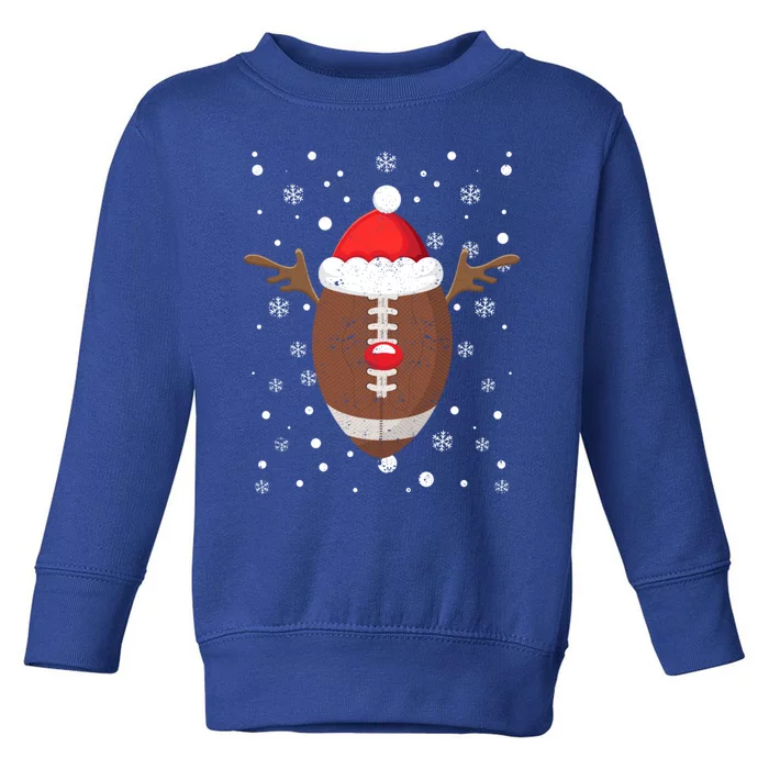 Football Fan Lover Reindeer Antlers Christmas Funny Xmas Elk Gift Toddler Sweatshirt