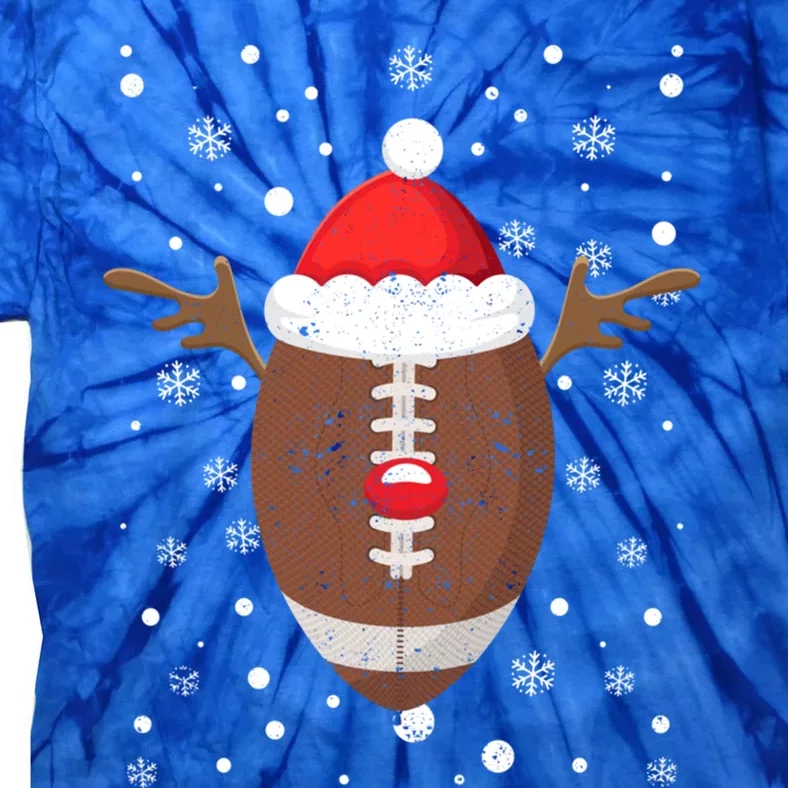 Football Fan Lover Reindeer Antlers Christmas Funny Xmas Elk Gift Tie-Dye T-Shirt