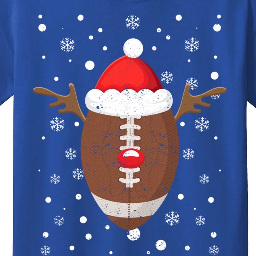 Football Fan Lover Reindeer Antlers Christmas Funny Xmas Elk Gift Kids T-Shirt