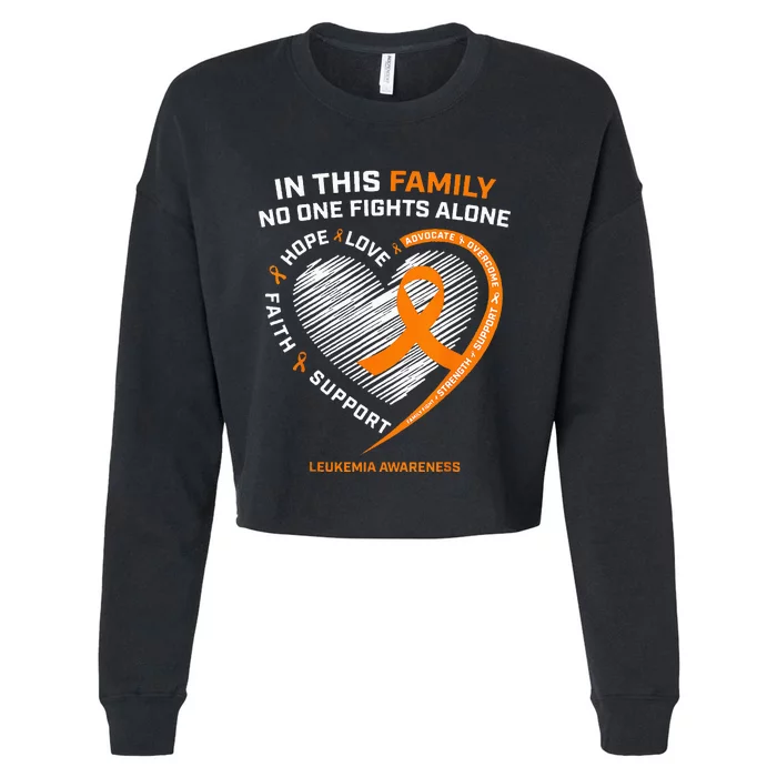 Family Fight Leukemia Awareness Products Gift Cropped Pullover Crew