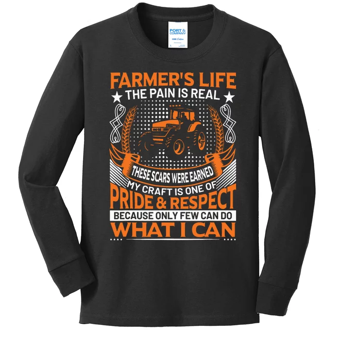 Funny Farmers Life Tractors Planting Crops Men Women Kids Long Sleeve Shirt