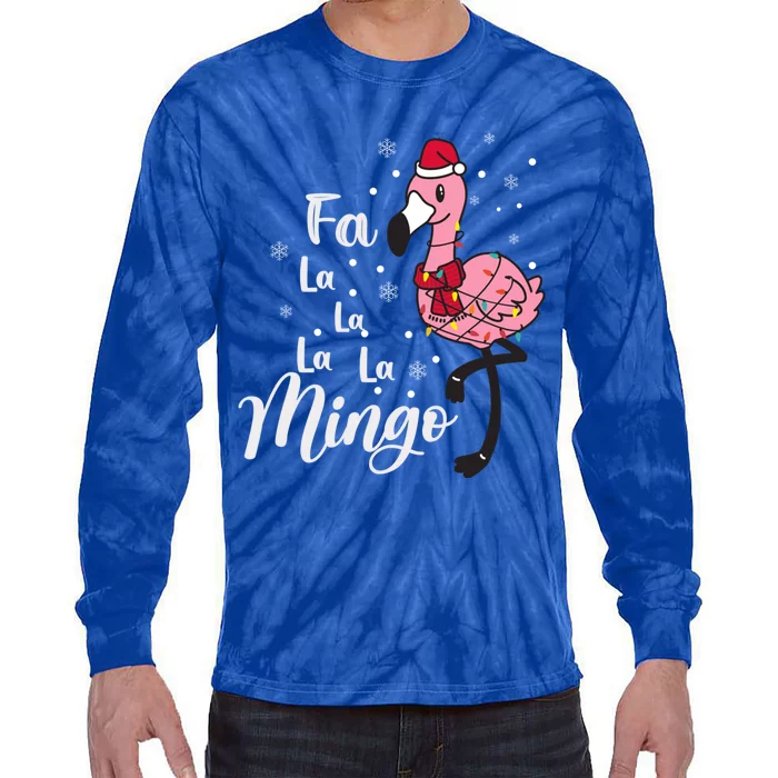 Funny Fa La La La Mingo Flamingo Christmas Family Matching Gift Tie-Dye Long Sleeve Shirt