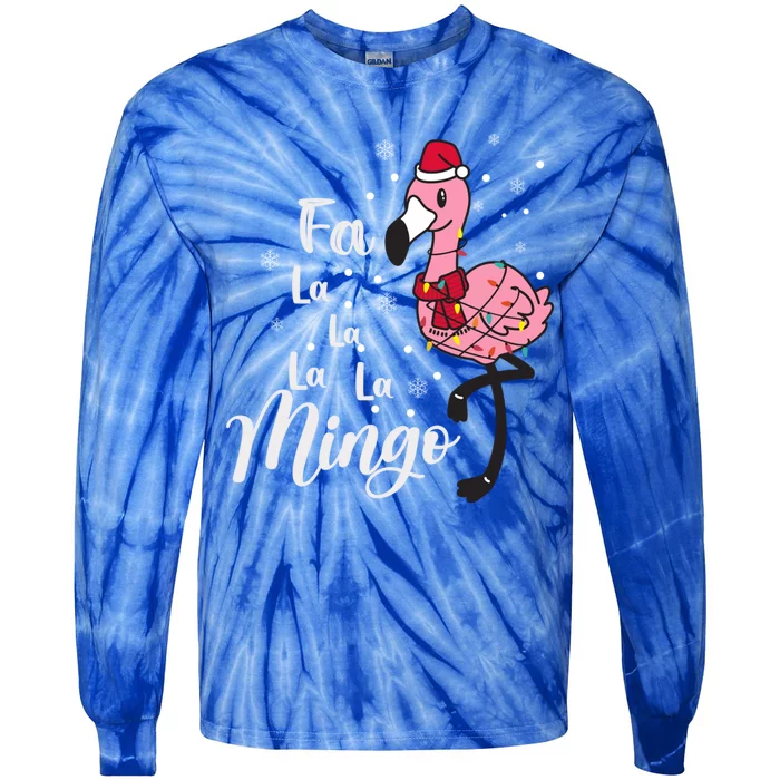 Funny Fa La La La Mingo Flamingo Christmas Family Matching Gift Tie-Dye Long Sleeve Shirt