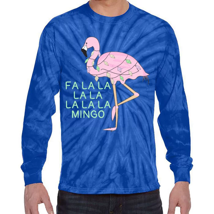 Funny Fa La La La Mingo Flamingo Christmas Gift Tie-Dye Long Sleeve Shirt