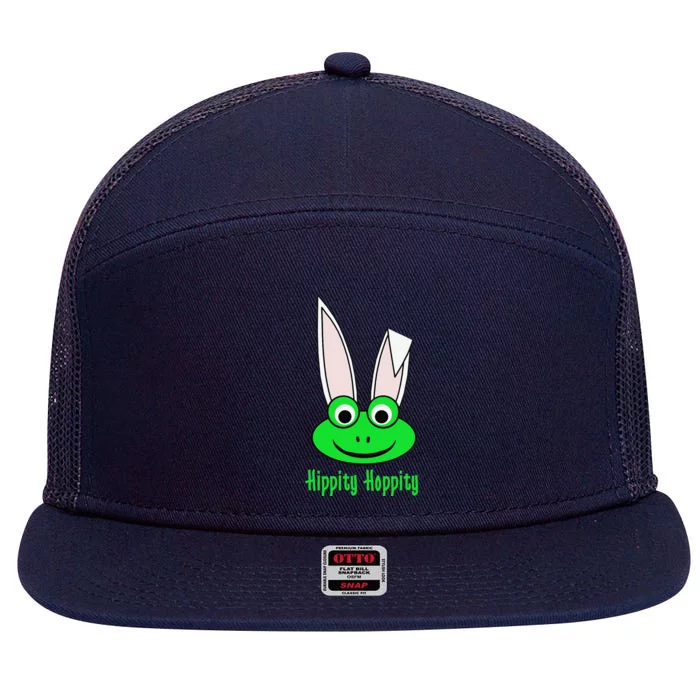 Funny Frog Lovers Cute Bunny Ears Hippity Hoppity 7 Panel Mesh Trucker Snapback Hat