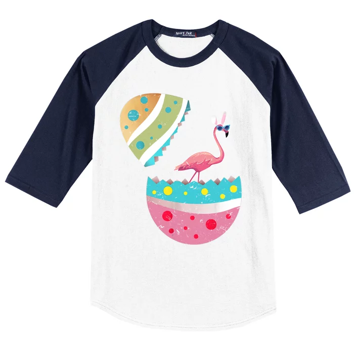 Funny Flamingo Lover Easter Egg Bunny Costume Easter Day Gift Baseball Sleeve Shirt