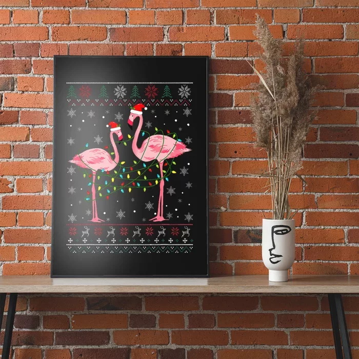 Funny Flamingo Lights Tangled Ugly Sweater Christmas Animals Poster